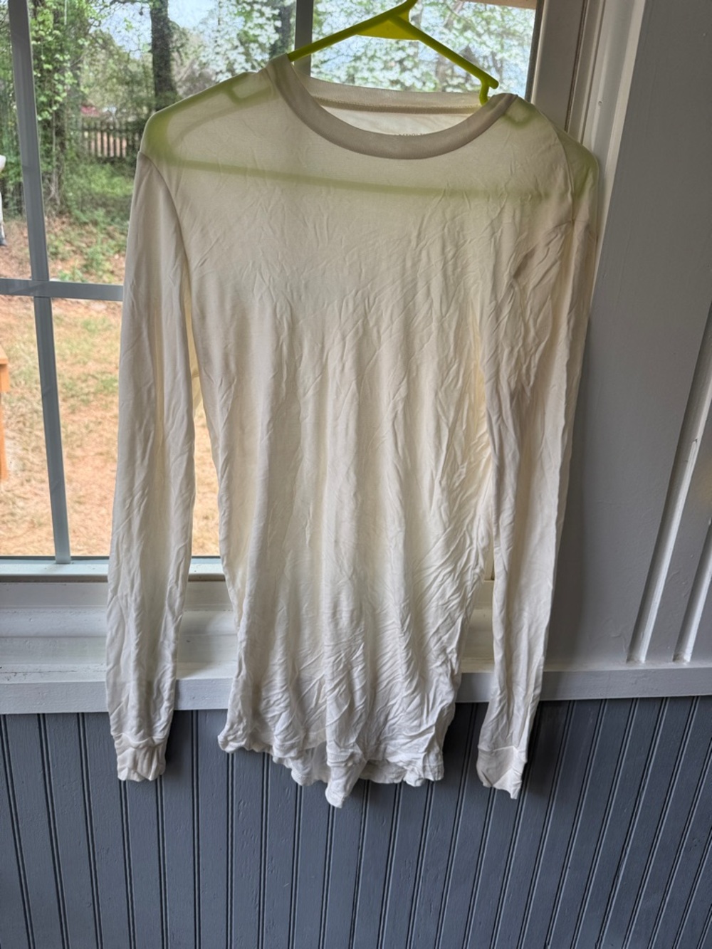 Lands' End Long Sleeve Crewneck Top in Cream